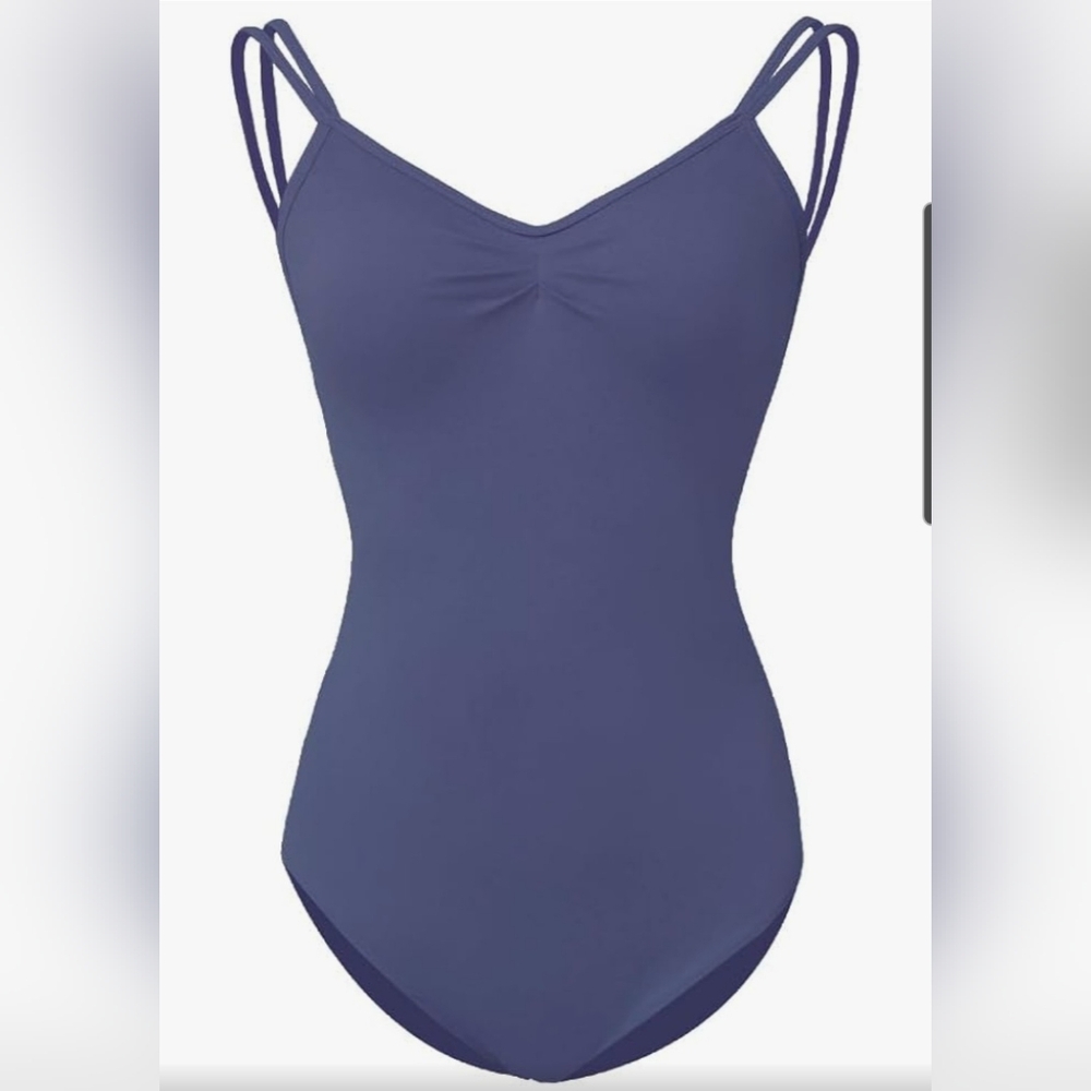 Strappy Back Women's Dance Ballet Bodysuit in Navy Size XXL - Picture 2 of 7